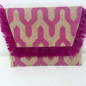 WKND WYFR Pink & Gold Woven Clutch Like New Condition